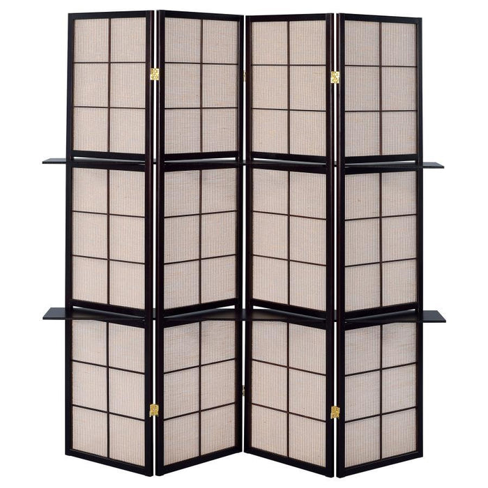 Iggy - 4-Panel Room Divider Folding Shoji Screen - Cappuccino