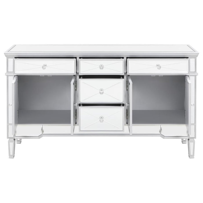 Duchess - 5-Drawer Mirrored Storage Accent Cabinet - Silver