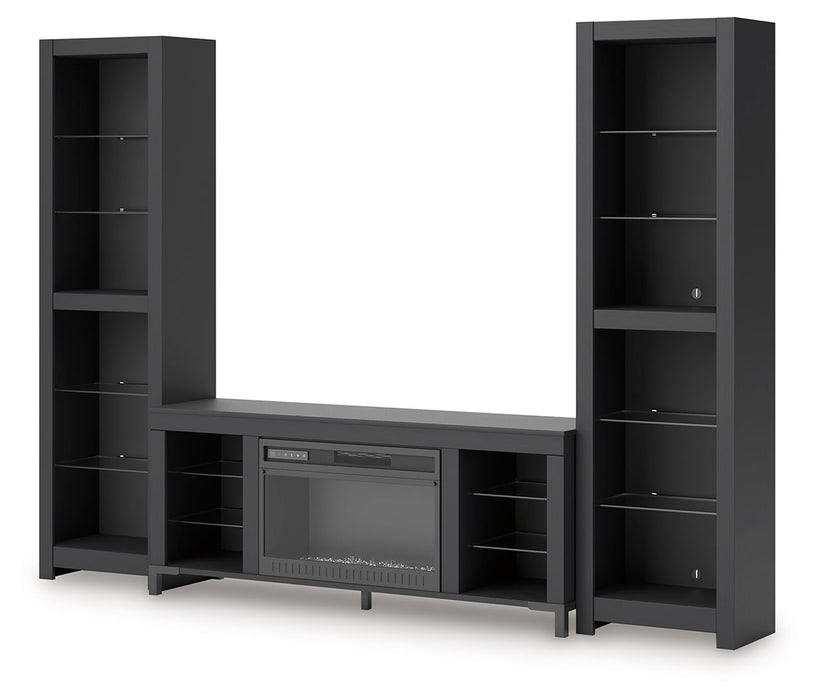 Cayberry - 3-Piece Entertainment Center With Electric Fireplace - Black