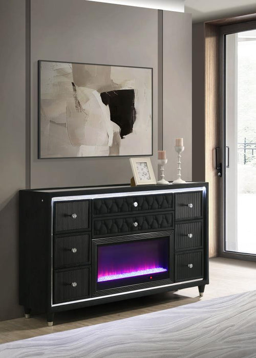 Lorient - 8-Drawer LED Bedroom Flame Box Dresser