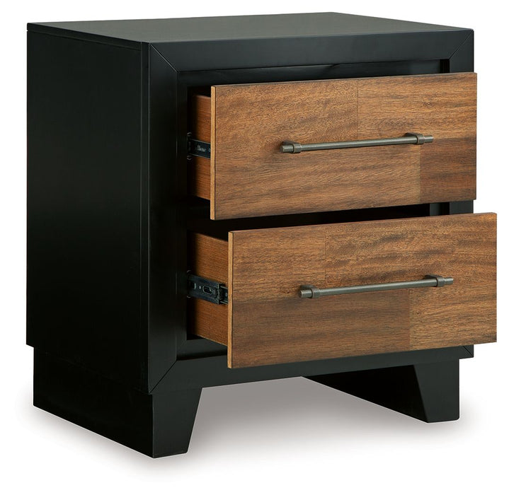 Kraeburn - Two Drawer Night Stand - Brown / Black