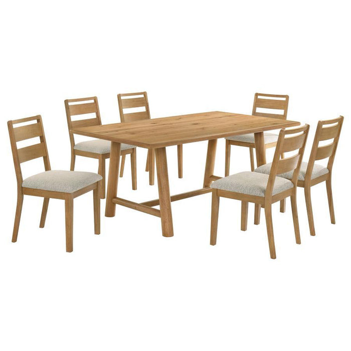 Duncan - 7 Piece Rectangular Wood Dining Table Set - Washed Oak