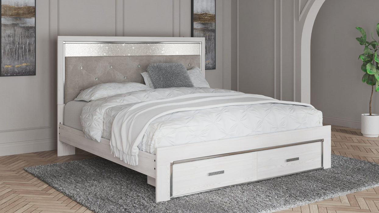 Altyra - White - King Upholstered Storage Bed