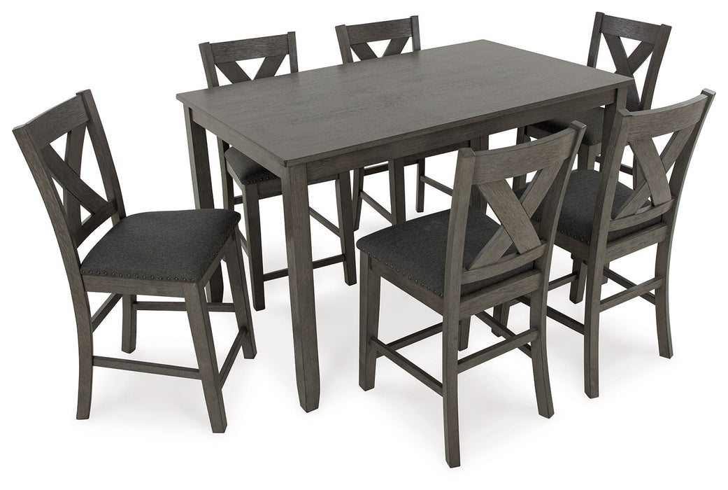 Caitbrook - Gray - Rect Drm Counter Table Set (Set of 7)