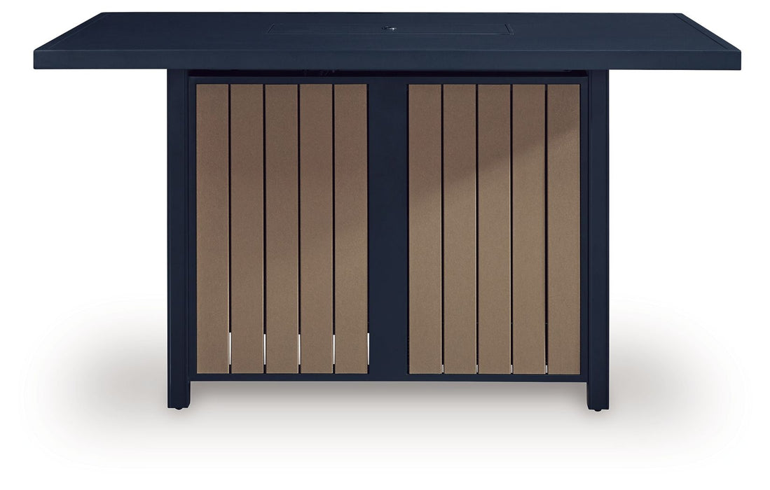East Beach - Rectangular Bar Table With Fire Pit - Blue