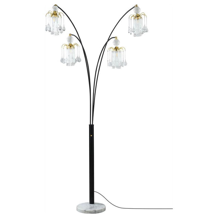 Maisel - Hanging Crystal Arc Tree Floor Lamp - Black