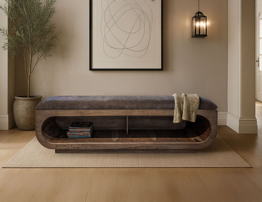 Balam - Wooden Bench With A Cushioned Seat