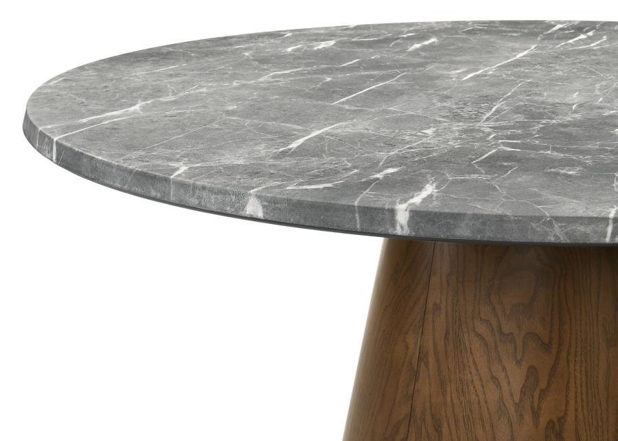 Franklin - 59" Round Dining Table - Gray And Dark Oak