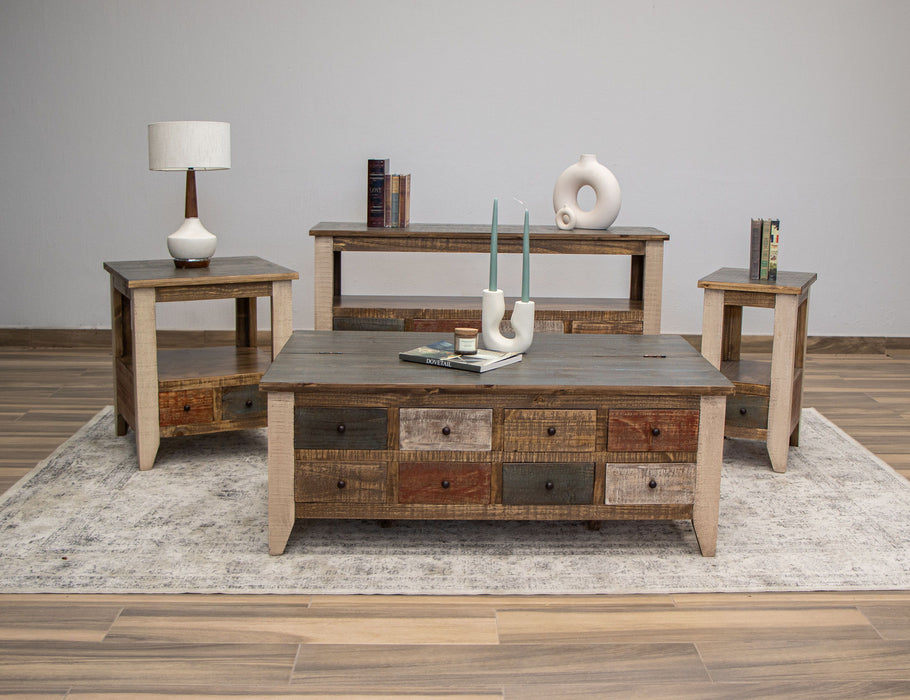 Antique - Multi-Drawer Cocktail Table With 8 Drawers - Multicolor