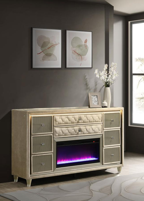 Lorient - 8-Drawer LED Bedroom Flame Box Dresser