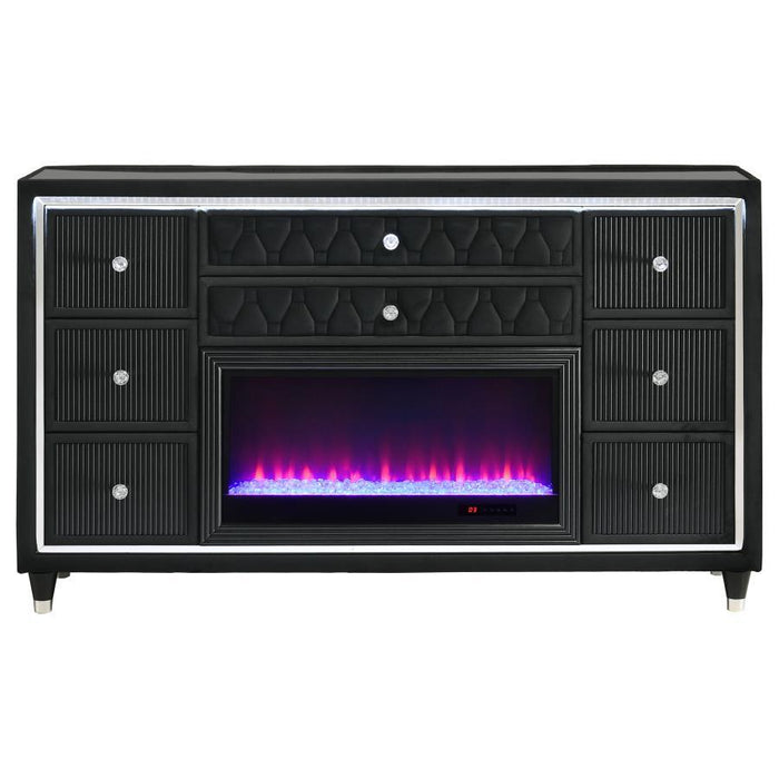 Lorient - 8-Drawer LED Bedroom Flame Box Dresser