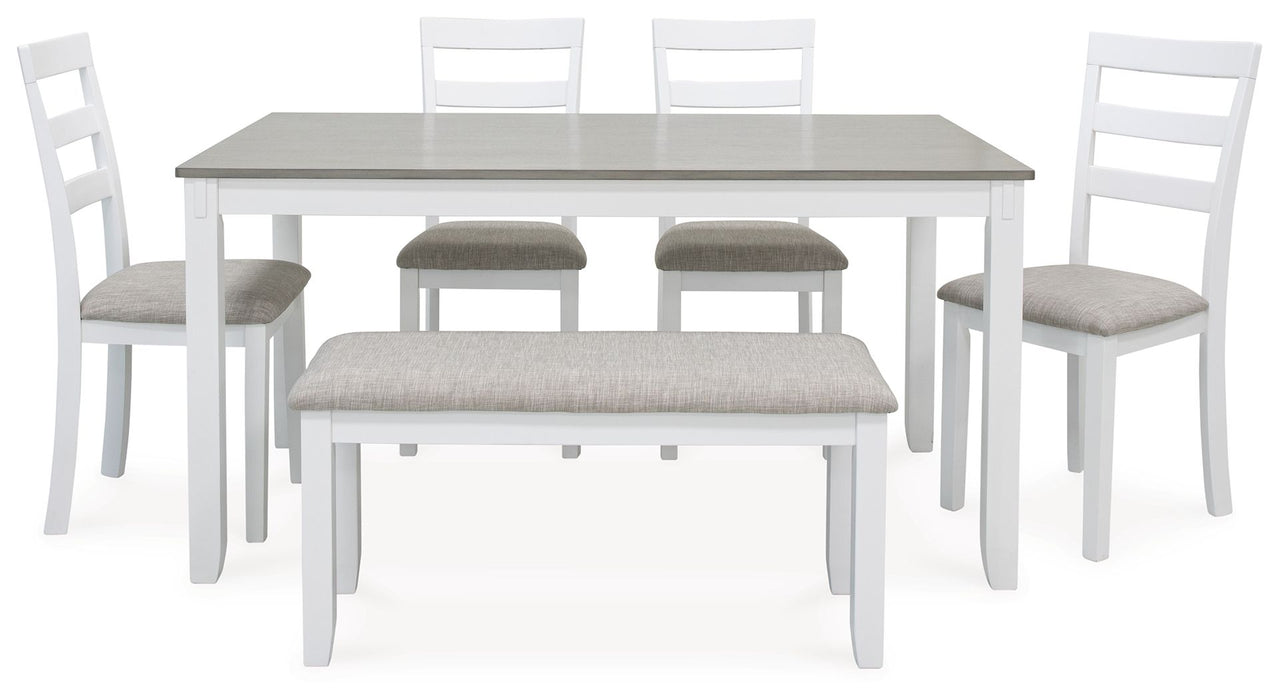 Stonehollow - White / Gray - Rectangular Drm Table Set (Set of 6)