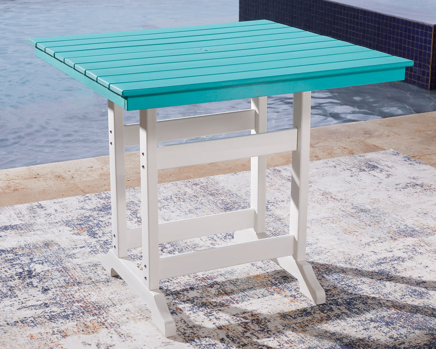 Eisely - Turquoise / White - Square Counter Tbl W/Umb Opt