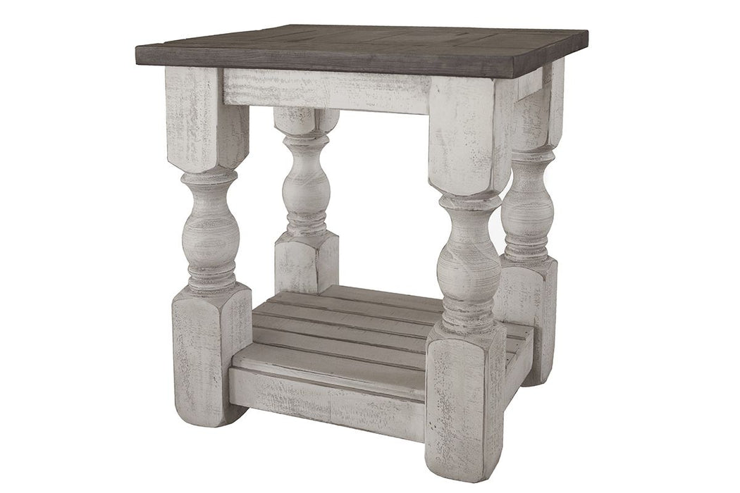 Stone - Chairside Table - Antiqued Ivory / Weathered Gray